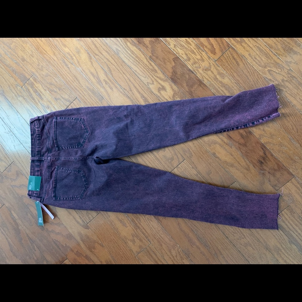 High rise skinny burgundy acidic wash jeans